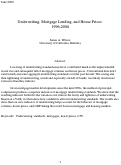 Cover page: 2009: Underwriting, mortgage lending, and house prices: 1996-2008