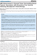 Cover page: MRI enhancement in stromal tissue surrounding breast tumors: association with recurrence free survival following neoadjuvant chemotherapy.