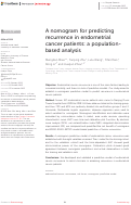 Cover page: A nomogram for predicting recurrence in endometrial cancer patients: a population-based analysis.