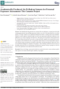 Cover page: Academically Produced Air Pollution Sensors for Personal Exposure Assessment: The Canarin Project.