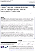 Cover page: Utility of modified Rankin Scale for brain vascular malformations in hereditary hemorrhagic telangiectasia