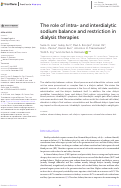 Cover page: The role of intra- and interdialytic sodium balance and restriction in dialysis therapies