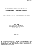 Cover page: Potential impacts of climate change on tropospheric ozone in 
California: A preliminary episodic modeling assessment of the Los Angeles 
basin and the Sacramento valley
