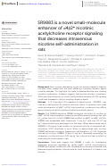 Cover page: SR9883 is a novel small-molecule enhancer of α4β2* nicotinic acetylcholine receptor signaling that decreases intravenous nicotine self-administration in rats.