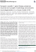 Cover page: Synapsin-caveolin-1 gene therapy preserves neuronal and synaptic morphology and prevents neurodegeneration in a mouse model of AD