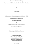 Cover page: Governor Decision Making: Expansion of Medicaid Under the Affordable Care Act