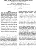 Cover page: Timing of Adults' Utterances and Interpretation of Word Meanings in a Discrepant Labeling Situation