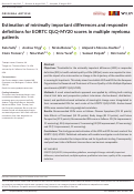 Cover page: Estimation of minimally important differences and responder definitions for EORTC QLQ‐MY20 scores in multiple myeloma patients