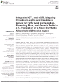 Cover page: Integrated QTL and eQTL Mapping Provides Insights and Candidate Genes for Fatty Acid Composition, Flowering Time, and Growth Traits in a F2 Population of a Novel Synthetic Allopolyploid Brassica napus