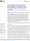 Cover page: The tardigrade damage suppressor protein binds to nucleosomes and protects DNA from hydroxyl radicals