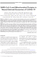 Cover page: SARS‐CoV‐2 and Mitochondrial Proteins in Neural‐Derived Exosomes of COVID‐19