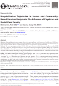 Cover page: Hospitalization Trajectories in Home- and Community-Based Services Recipients: The Influence of Physician and Social Care Density.