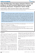 Cover page: Hope Modified the Association between Distress and Incidence of Self-Perceived Medical Errors among Practicing Physicians: Prospective Cohort Study