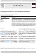 Cover page: A genetics-guided approach to the clinical management of schizophrenia