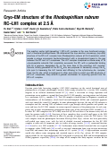 Cover page: Cryo-EM structure of the Rhodospirillum rubrum RC-LH1 complex at 2.5 Å.