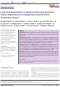 Cover page: Long‐term digital device‐enabled monitoring of functional status: Implications for management of persons with Alzheimer's disease