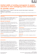 Cover page: Limited ability of existing nomograms to predict outcomes in men undergoing active surveillance for prostate cancer