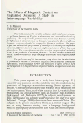 Cover page: The Effects of Linguistic Context on Unplanned Discourse: A Studyin Interlanguage Variability