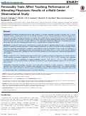 Cover page: Personality Traits Affect Teaching Performance of Attending Physicians: Results of a Multi-Center Observational Study