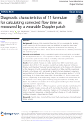 Cover page: Diagnostic characteristics of 11 formulae for calculating corrected flow time as measured by a wearable Doppler patch.