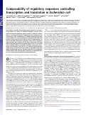 Cover page: Composability of regulatory sequences controlling transcription and translation in Escherichia coli