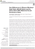 Cover page: Sex Differences in Rhesus Monkeys’ Digit Ratio (2D:4D Ratio) and Its Association With Maternal Social Dominance Rank