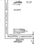 Cover page: CHEMISTRY DIVISION QUARTERLY REPORT, DECEMBER 1952, JANUARY, FEBRUARY 1953; THE SOLUBILITY OF HYDROGEN AND DEUTERIUM IN VARIOUS SOLVENTS