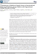 Cover page: Contributions of Multilevel Family Factors to Emotional and Behavioral Problems among Children with Oppositional Defiant Disorder in China.