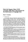 Cover page: Enter the Dragon: China's WTO Accession, Film Piracy and Prospects for the Enforcement of Copyright Laws