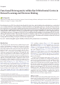 Cover page: Functional Heterogeneity within Rat Orbitofrontal Cortex in Reward Learning and Decision Making