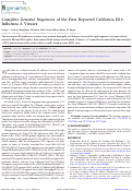 Cover page: Complete Genome Sequences of the First Reported California H16 Influenza A Viruses