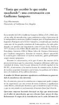 Cover page: “Tenía que escribir lo que estaba sucediendo”: Una conversación con Guillermo Samperio