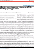 Cover page: Aligning consciousness science and U.S. funding agency priorities.