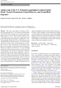 Cover page: Adolescents of the U.S. National Longitudinal Lesbian Family Study: Sexual Orientation, Sexual Behavior, and Sexual Risk Exposure