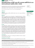 Cover page: Identification of MS-specific serum miRNAs in an international multicenter study