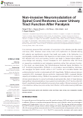 Cover page: Non-invasive Neuromodulation of Spinal Cord Restores Lower Urinary Tract Function After Paralysis