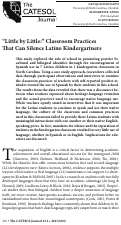 Cover page: "Little by Little:” Classroom Practices That Can Silence Latino Kindergartners