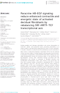 Cover page: Paracrine HB-EGF signaling reduce enhanced contractile and energetic state of activated decidual fibroblasts by rebalancing SRF-MRTF-TCF transcriptional axis.