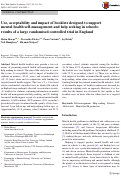 Cover page: Use, acceptability and impact of booklets designed to support mental health self-management and help seeking in schools: results of a large randomised controlled trial in England