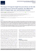 Cover page: The impact of surgical weight loss procedures on the risk of metachronous colorectal neoplasia: the differential effect of surgery type, sex, and anatomic location.