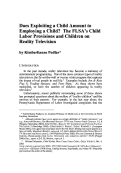 Cover page: Does Exploiting a Child Amount to Employing a Child? The FLSA's Child Labor Provisions and Children on Reality Television