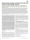 Cover page: Energy storage emerging: A perspective from the Joint Center for Energy Storage Research