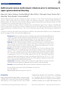 Cover page: Azithromycin versus erythromycin infusions prior to endoscopy in upper gastrointestinal bleeding