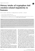 Cover page: Dietary intake of tryptophan tied emotion-related impulsivity in humans.