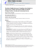 Cover page: The Role of Health Advocacy in Transitions from Pediatric to Adult Care for Children with Special Health Care Needs: Bridging Families, Provider and Community Services