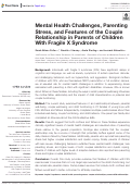 Cover page: Mental Health Challenges, Parenting Stress, and Features of the Couple Relationship in Parents of Children With Fragile X Syndrome