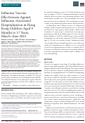 Cover page: Influenza Vaccine Effectiveness Against Influenza-Associated Hospitalization in Hong Kong Children Aged 9 Months to 17 Years, March-June 2023.