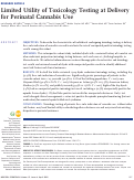 Cover page: Limited Utility of Toxicology Testing at Delivery for Perinatal Cannabis Use.