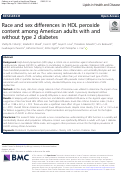 Cover page: Race and sex differences in HDL peroxide content among American adults with and without type 2 diabetes