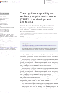 Cover page: Erratum: The cognitive adaptability and resiliency employment screener (CARES): tool development and testing.